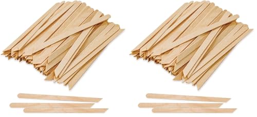 Tachibelle 500 Count 2-in-1 Wooden Wax Sticks for Eyebrow/Lip/Nose - Pointed & Slanted Heads, 4.3 in, Pack of 2 Sets