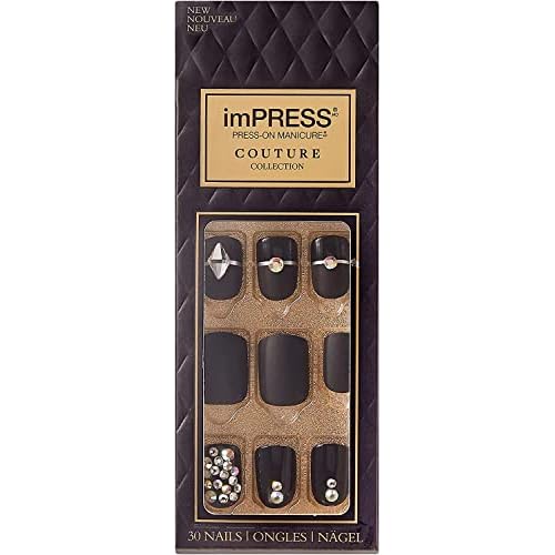 KISS imPRESS Press-On Nails Couture Collection Manicure Kit, ¡®Lavish¡¯, Patented Super-Hold Adhesive, 30 Fake Nails with 12 Accent Nails