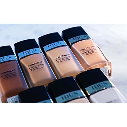 IDUN Minerals Liquid Norrsken Foundation - Silky Smooth Coverage - Luminous, Dewy Finish for Dry and Dull Skin - Water Resistant and Vegan Makeup - 206 Freja - Warm Light - 1.01 oz (Pack of 2)