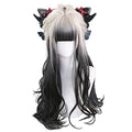 Wavy Long Black White Synthetic Hair Lifelike Daily Sweet Lolita Japanese Hot Princess Cosplay Party Natural Female Wigs with Bangs