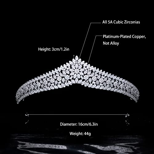 Silver Cubic Zirconia Wedding Tiara for Bride & Prom Queen - Small, Elegant Headpiece with Sparkling Stones - Variation Silver 2