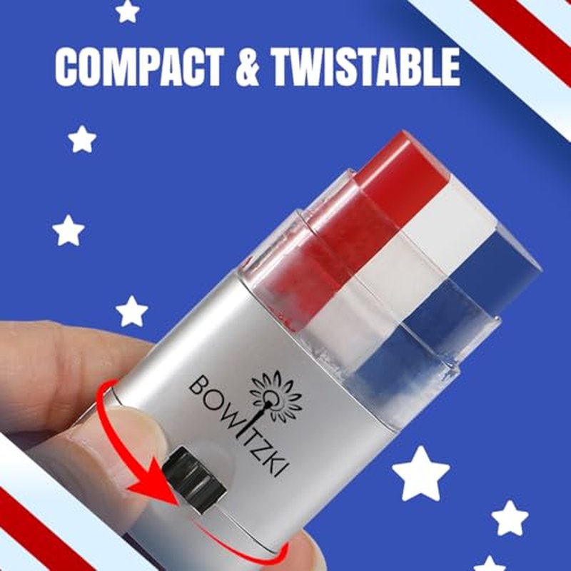 5PCS Red White Blue Face Paint Sticks,USA Flag colors Patriotic face body paint makeup for 4th of July Independence Day£¬sweefproof eye black stick for Baseball Game,Sports Fans