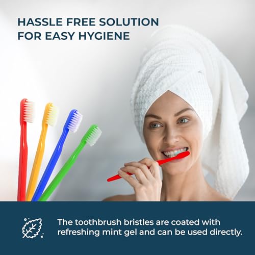 Disposable Pre-Pasted Toothbrushes with Mint Gel - 144 Pack for Travel & Hospitality
