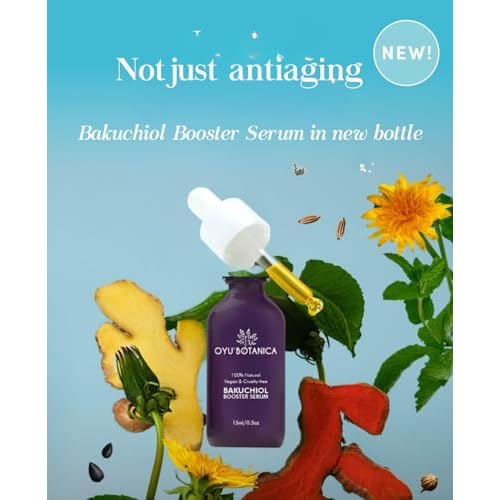 OYU Botanica Bakuchiol face serum Retinol Alternative 1%, anti-aging serum, Reduces Fine Lines, Wrinkles & Puffiness, Natural, Plant-based, Vegan, Cruelty-free 15ml / 0.5 oz