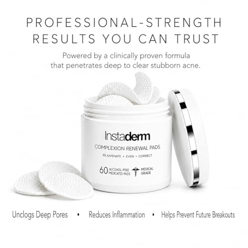 Acne Treatment Pads with Salicylic, Glycolic & Lactic Acid - Exfoliating Facial Pads for Blackheads & Oily Skin