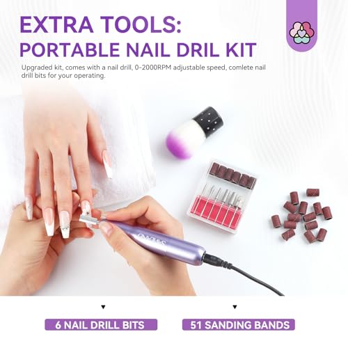 15 pcs Nail Builder Gel Kit with Drill & Lamp - Clear Pink Nudes Nail Extension