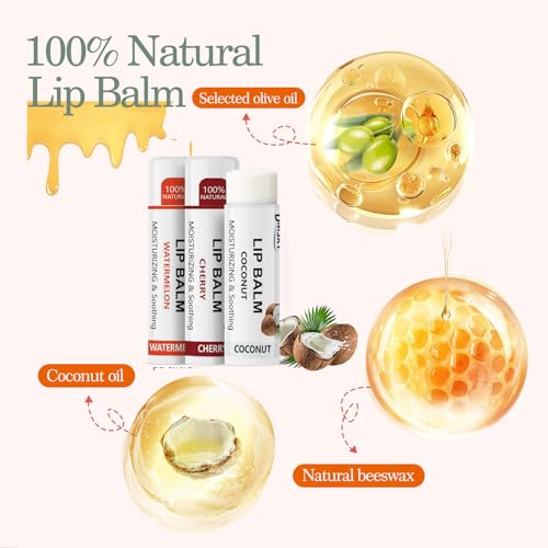88 Pack Fruit Lip Balm Set - Natural Moisturizing Balms for Dry Lips, 10 Flavors - Bulk