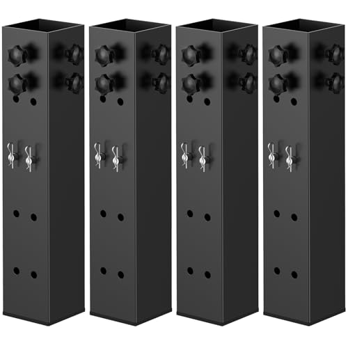 Black 3.15-Inch Diameter Metal Bed Riser Set - Adjustable Height for Dorm & Wooden Bed Frames