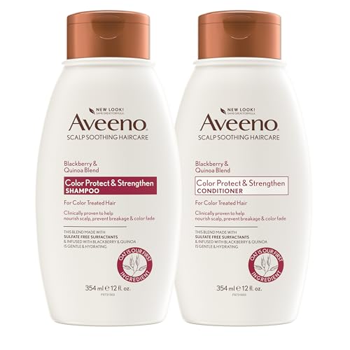 Aveeno Color Protect & Strengthen Shampoo & Conditioner Set - Blackberry & Quinoa, 12 Fl Oz Each