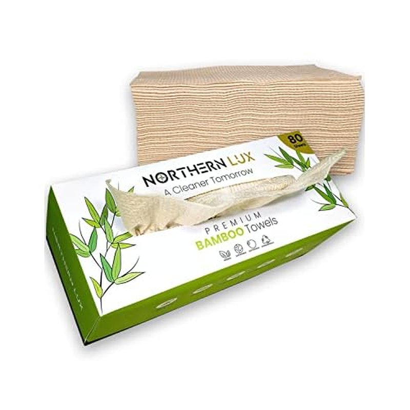 Disposable Bamboo Face Towels (80 Sheets) | Organic Biodegradable Dry Face Wipes | Strong, Soft, and Fragrance Free Bamboo for Makeup Removal Face Care | Disposable and Sustainable
