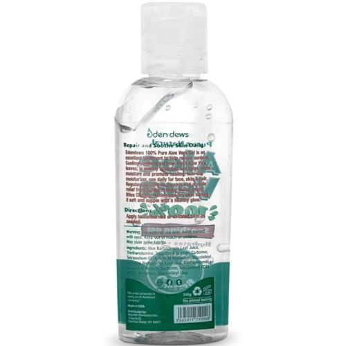 Organic Aloe Vera Gel 100% Pure, Moisturizing, Face Skin & Hair Care, Hydrates & Soothes Razor Bumps, Made in USA, Travel Size, Unscented, 2 oz, 6-Pack