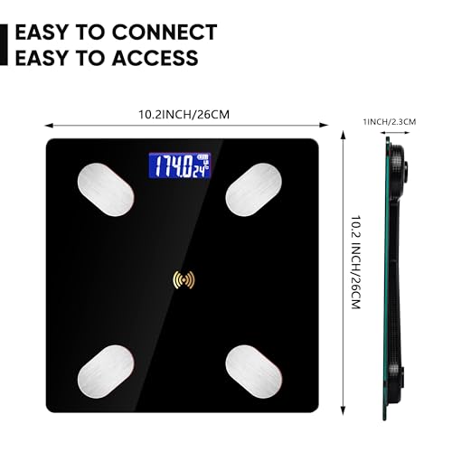 ABEAUROOSE Black Digital Body Fat Scale with Smartphone App & LED Display