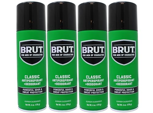 Brut Anti-Perspirant Deodorant Spray 6oz Pack of 4 - 24 Hour Odor Protection