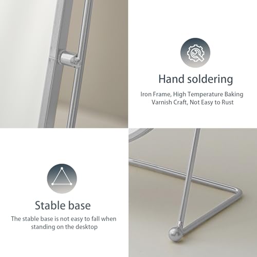 Tabletop Vanity Makeup Mirror, 360¡ÆRotation Standing Desk Table Vanity Silver Make up Mirror for Bathroom or Bedroom