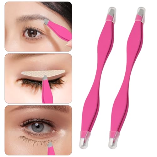 yueton 2pcs Double End Precision Pointed and Slant Tip Tweezers Set for Eyebrow and Ingrown Hair