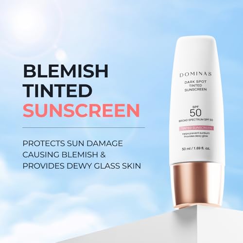 DOMINAS Tinted Sunscreen SPF50 Tone Correction UV Defense 1.69oz - Water-In-Oil Formula, Hydrating & Skin Tone Boosting, Variation: Tinted
