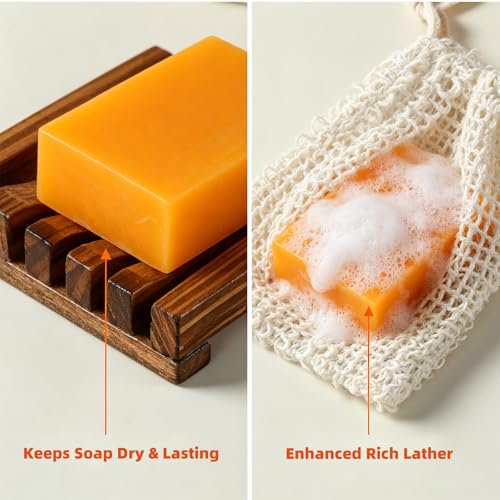 Elderly Body Odor Care Gift Set with Persimmon Soap Bars & Bath Accessories