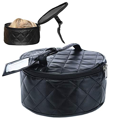 Round Premium Wig Travel Case - Compact & Durable Makeup Box in Black
