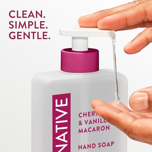 Native Liquid Hand Soap Pack of 6 - Cherry & Vanilla Macaron Scent, Non-Drying, Plant-Based, 13 Fl Oz