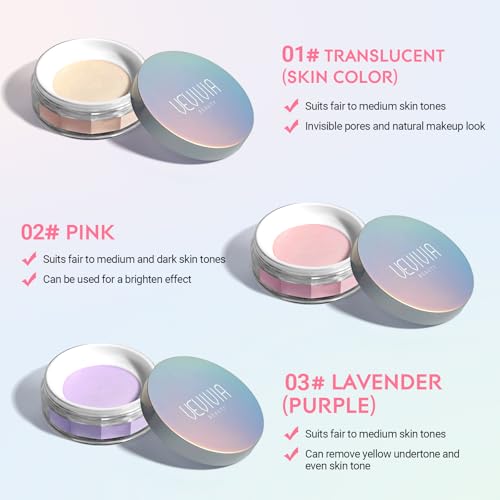 Vevivia Setting Powder - Creaseless Face Powder, Long Lasting Loose Powder Makeup with Blurring and Brightening Finish, Loose Setting Powder for All Skin Types, Shine Control, Up to 24 Wear, Pink