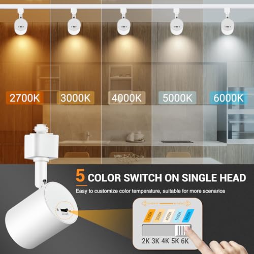 White 4-Pack LED Track Lighting Heads Dimmable Adjustable 2000K-6000K