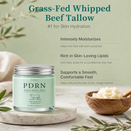 Ficeco PDRN Beef Tallow Balm 4 OZ - Grass-Fed Moisturizer with Manuka Honey & Jojoba Oil