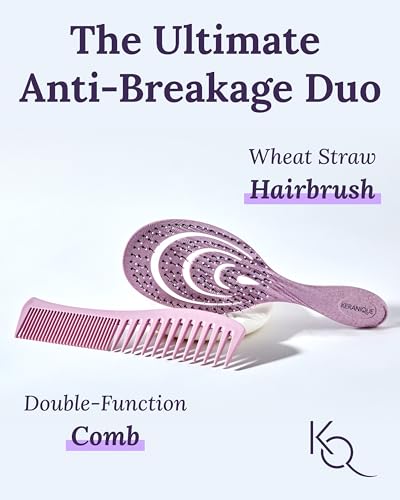 Detangling Hair Brush and Wide Tooth Comb Set for All Hair Types