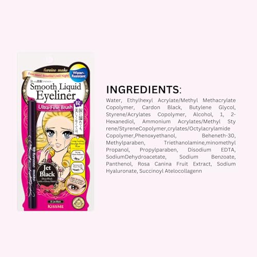 Heroine Make by KISSME Waterproof Eyeliner with Ultra-Fine 0.1mm Tip, Liquid Eyeliner Pen for Sensitive Skin, Cat Eye Liner for Long Lasting Wear, Made in Japan, Jet Black, 3 EA, SMOOTH