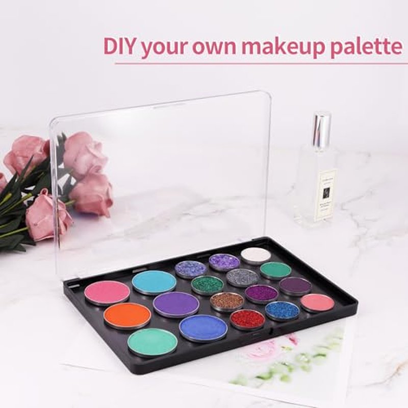 Large Empty Magnetic Eyeshadow Palette with Clear Top, Travel Makeup Organizer with 40Pcs Adhesive Metal Stickers For DIY Your Own Powder Palette (Large Palette - 7.87¡±x5.51¡±)