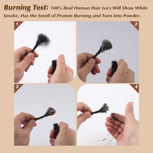 Human Hair Dreadlock Extensions 8 Inch/30 Strands Natural Black Full Handmade Locs