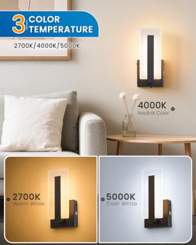 Black Rechargeable Wall Sconce Set of 2 - 10.2 Inch Wireless Dimmable LED Lights with Remote