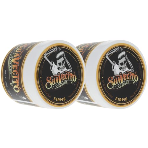 Suavecito Pomade Firme Strong Hold Hair Pomade 4 oz - 2 Pack, Medium Shine, Water-Based, Easy Wash Out, All-Day Style