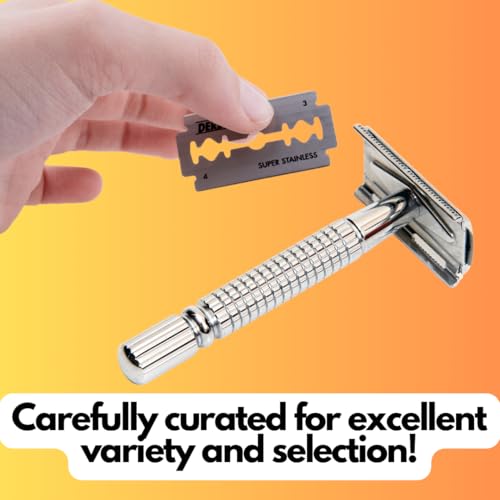 G.B.S Double Edge Safety Razor Blades Variety Pack with Styptic Powder - 120 Count
