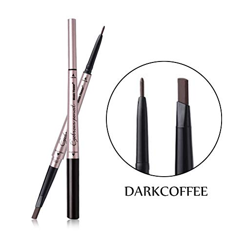 Vtrem Double-headed Eyebrow Pencil: Waterproof Smudge-Proof Long Lasting Eye Brow Pen Fine Carving Eyebrow Pencil for Natural (1# Dark Coffee)