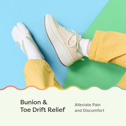ZenToes Large Sage & White Padded Bunion Relief Socks - Big Toe Separator & Protector, Moisture Wicking - 1 Pair
