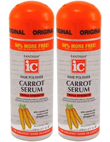 Carrot Hair Serum 6oz – Alcohol-Free Hair Treatment for Shine & Strength – 2 Pack