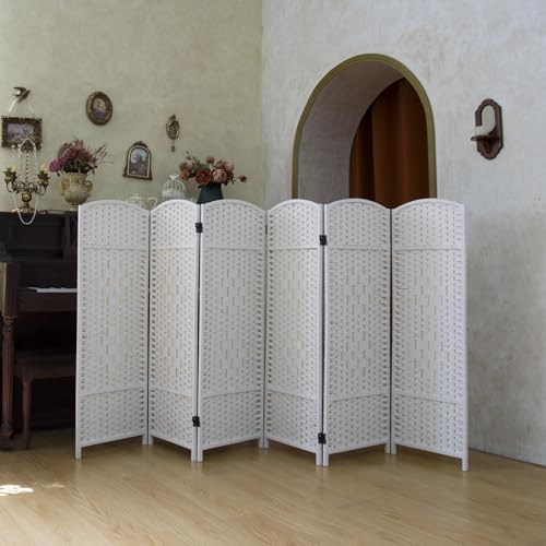 White 6-Panel Short Room Divider - 47.2 Inch Tall Folding Privacy Screen
