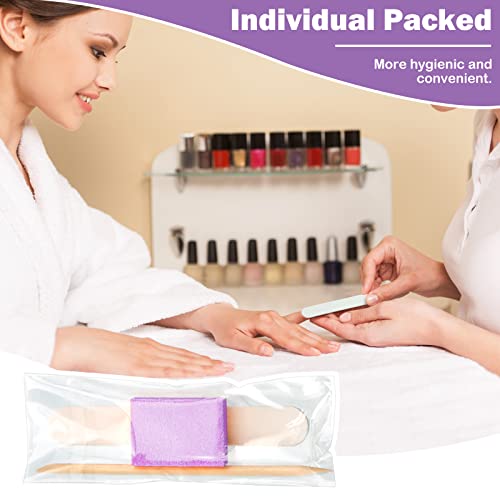 Disposable Manicure Kit Set with Nail Files Buffers & Wooden Sticks - 100 Sets