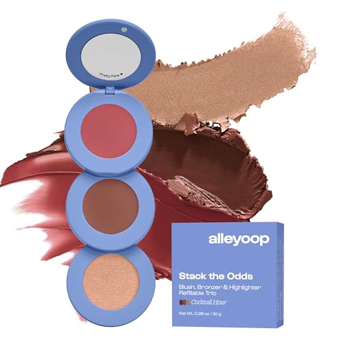 ALLEYOOP Stack the Odds Cocktail Hour 3-in-1 Cream Makeup Palette – Refillable & Travel-Friendly