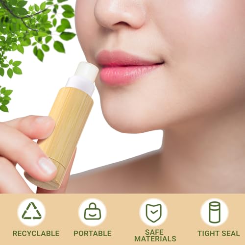 Leinuosen 24 Pcs Bamboo Empty Lip Balm Containers 5g Refillable Lipstick Tubes – Variation 24