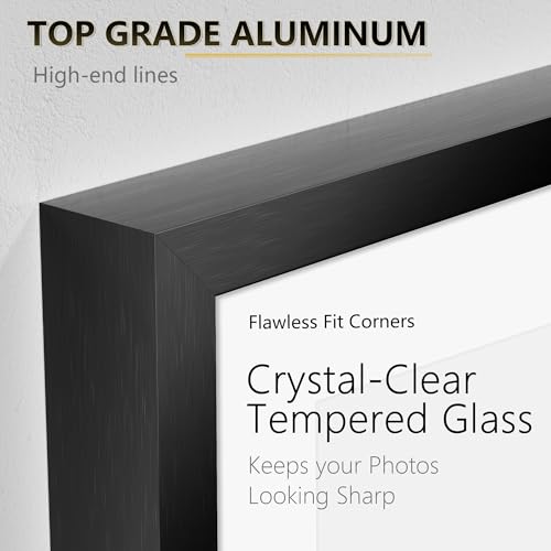 Black Metal Poster Frame 24x36 Inches with Tempered Glass - Tinkeps