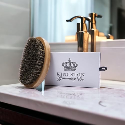 Kingston Boar Bristle 360 Wave Brush for Hair & Beard – Beechwood Handle
