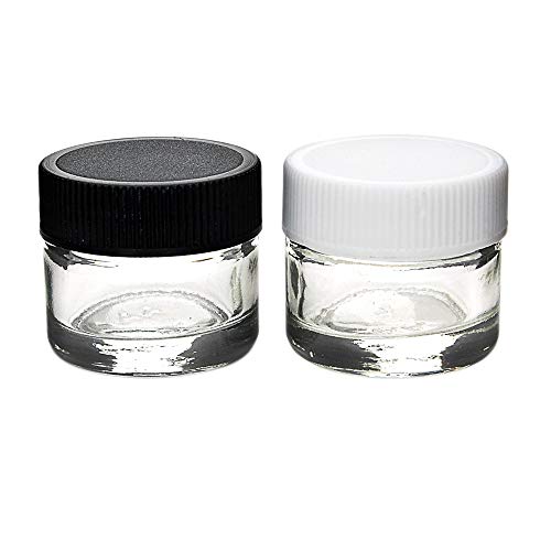 250 Pack 5ml Glass Concentrate Jars with Black Screw Top Lids - Essential Oil, Lip Balm, Makeup Containers