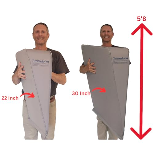 Self-Inflating Travel Bed Wedge Pillow - PRO 22 Inch Support for GERD & Reflux