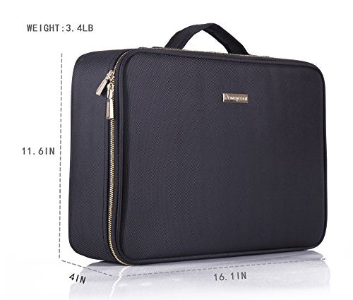 Large Waterproof Makeup Train Case with Adjustable Dividers – Portable Cosmetic Organizer for Women