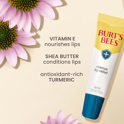 Unscented Burt's Bees Rescue Lip Relief Lip Balm Set - 3 Pack of 0.35 oz with Shea Butter & Echinacea