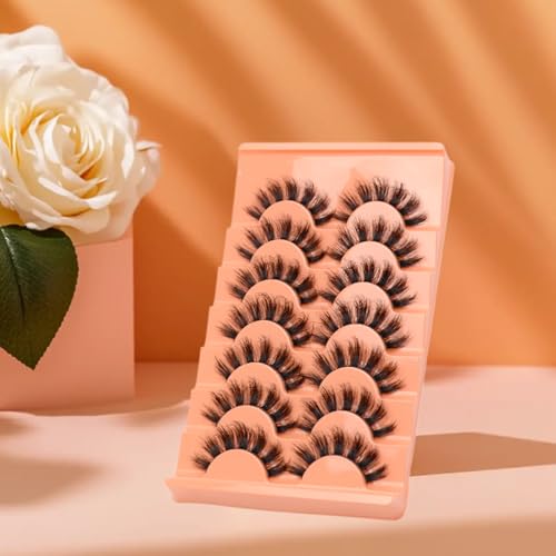 Luwigs False Eyelashes Fluffy Cat Eye Lashes Faux Mink Eyelashes 8D Volume Wispy False Eyelashes Thick Soft Natural Look 7 Pairs Black (Cat Eye 7 Pairs)