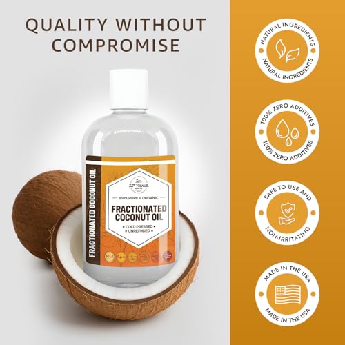 Organic Fractionated Coconut Oil 32oz - Pure Carrier Oil for Skin & Hair