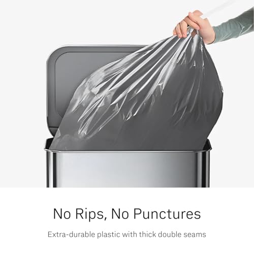 simplehuman Code Q 200 Count Odorsorb Custom Fit Trash Bags - Drawstring, Extra Thick, 50-65L, 50% PCR Plastic, Mess-Free Dispense