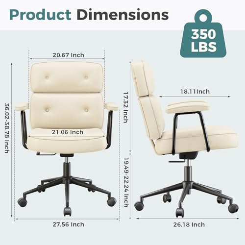 Ergonomic Home Office Desk Chair with PU Leather & Adjustable Features